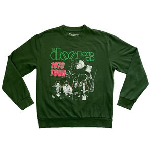 The Doors 1970 Tour Sweatshirt Green Graphic Band Crewneck Vintage Style Size L